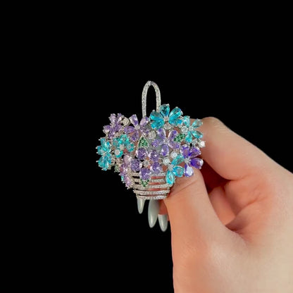 Colorful Flower Basket Brooch