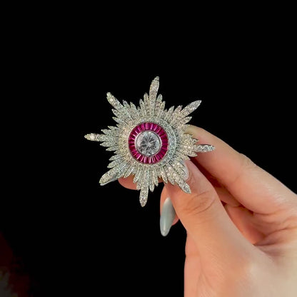 Sparkling Eight-Pointed Star Brooch