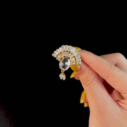 Luxury Fan-Shaped Teardrop Pendant Brooch
