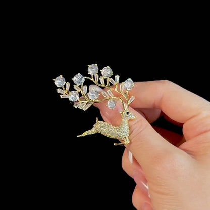 Fully Rhinestone Deer Brooch