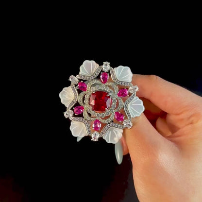 Pink Snowflake Brooch