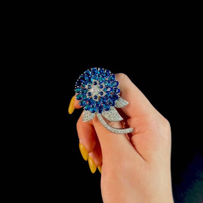 Blue Dandelion Brooch