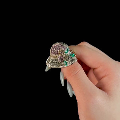 Pink Crystal Sun Hat Brooch