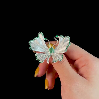 Emerald Butterfly Brooch