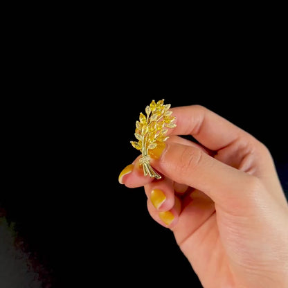 Golden Wheat Ear Brooch