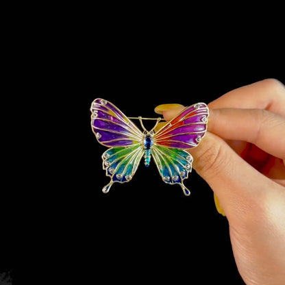 Colorful Gradient Enamel Butterfly Brooch