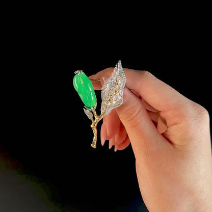 Emerald Leaf Brooch