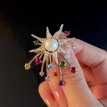 Colorful Pearl Rhinestone Brooch