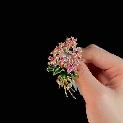 Aqua Crystal Bouquet Brooch