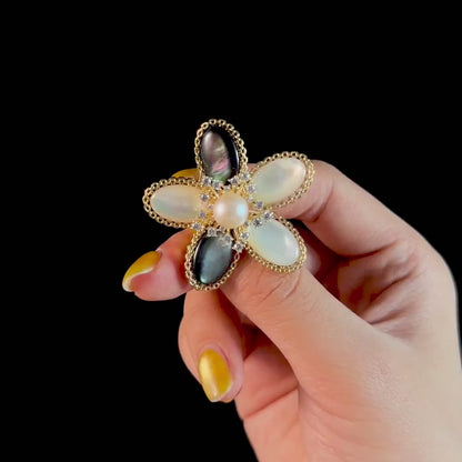 Vintage Pearl Camellia Brooch