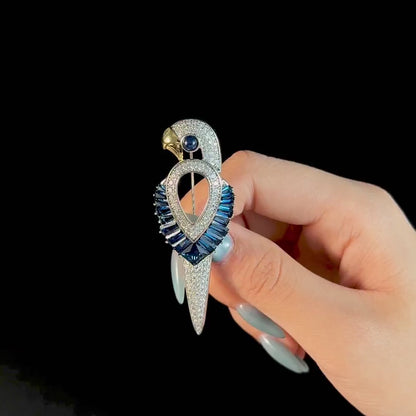 Blue Zircon Parrot Brooch