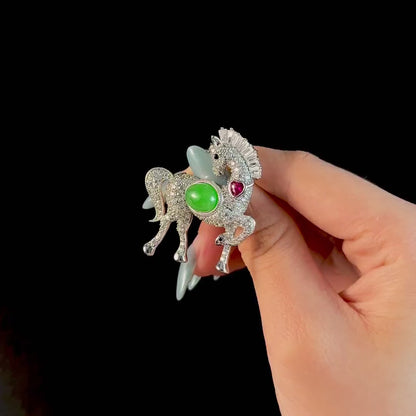 Emerald Pony Brooch