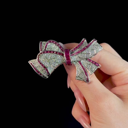 Red Crystal Bow Brooch