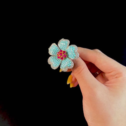 Blue Flower Brooch