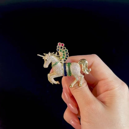 Gold Unicorn Brooch