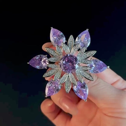 Amethyst Flower Brooch