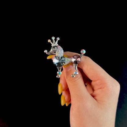Colorful Crystal Poodle Brooch