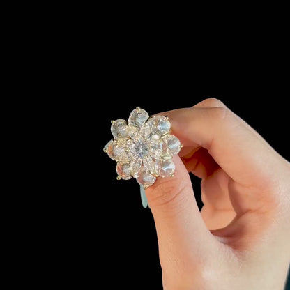 White Crystal Flower Brooch