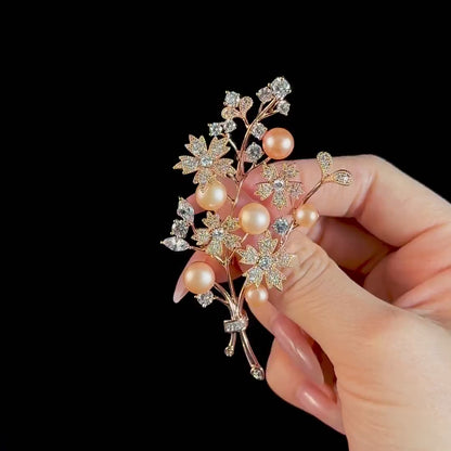 Pink Pearl Bouquet Brooch