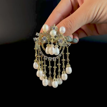 Courtly Baroque Pearl Tassel Brooch