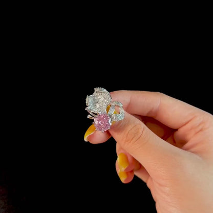 Pink Zircon Flower Brooch