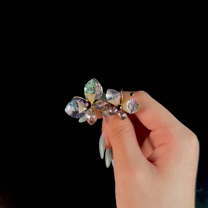 Two Crystal Butterfly Brooches