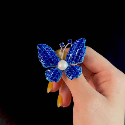 Klein Blue Zircon Butterfly Brooch