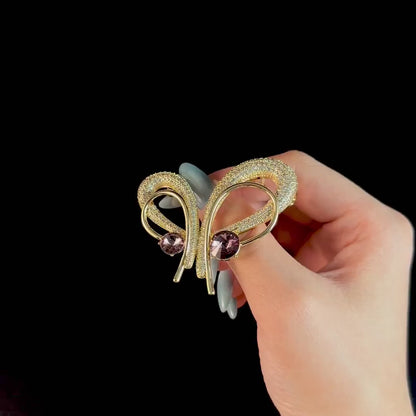 Gold Irregular Bow Brooch