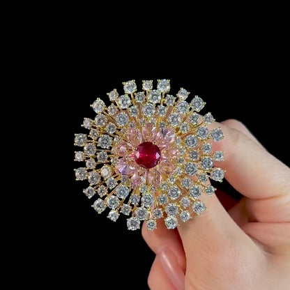 Ruby Dandelion Brooch