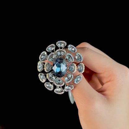 Blue Zircon Baroque Style Brooch