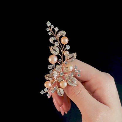 Pearl Leaf-Shaped Brooch