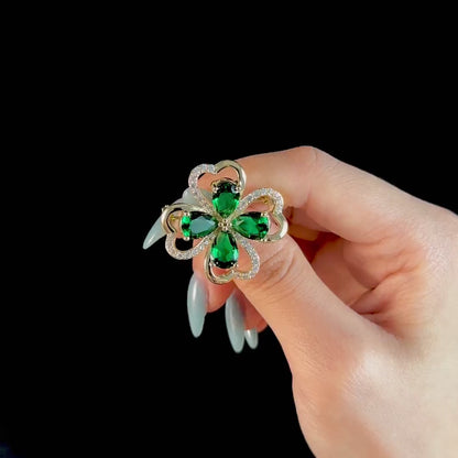 Green Four-Leaf Clover Brooch