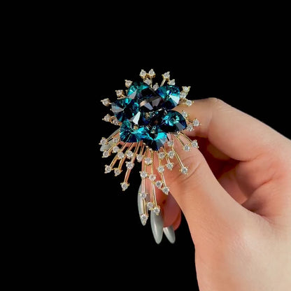 Blue Crystal Firework Brooch