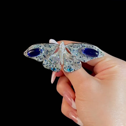 Sapphire Crystal Butterfly Brooch
