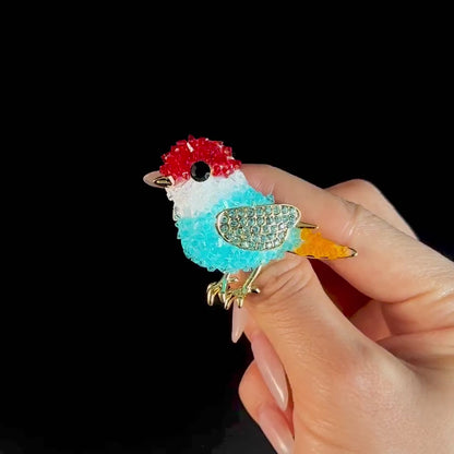 Adorable Colorful Crystal Bird Brooch