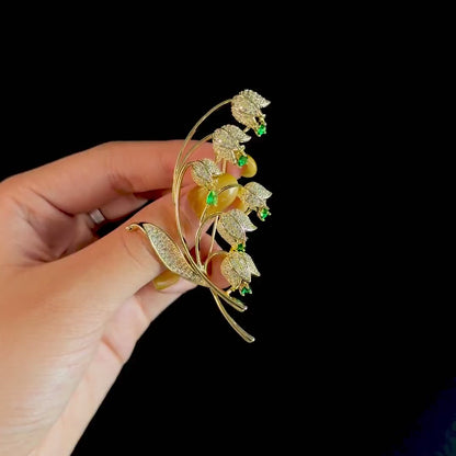 Gold Lily of the Valley Brooch