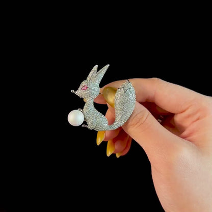 Pearl Fox Brooch