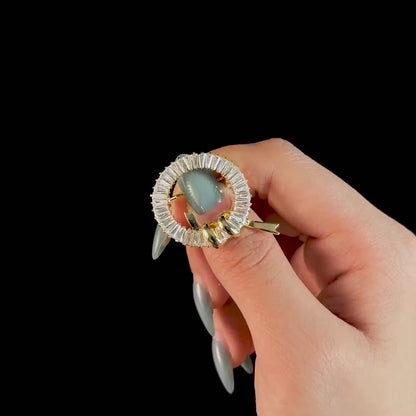 Gold Crystal Circle Brooch