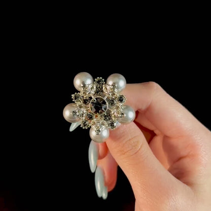 Black Pearl Flower Brooch