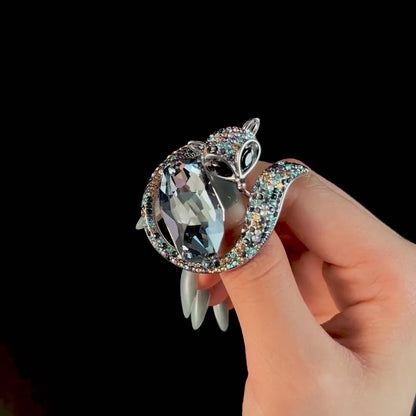 Blue Zircon Fox Brooch