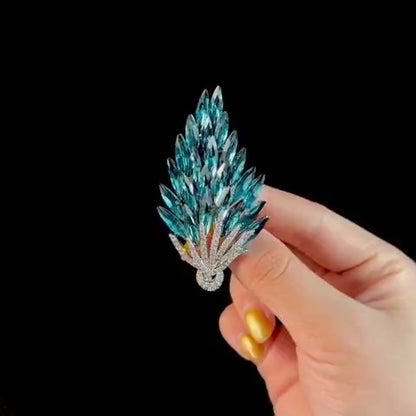 Crystal Feather Brooch