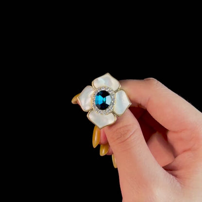 Mother-of-Pearl Leaf and Flower Brooch