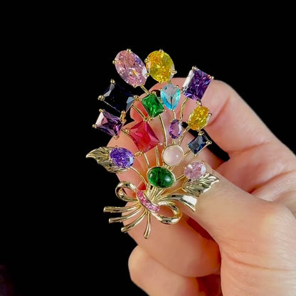 Rhinestone Resin Bouquet Brooch