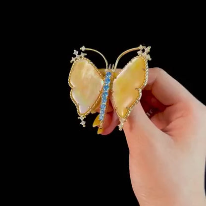 Blue Seashell Butterfly Brooch