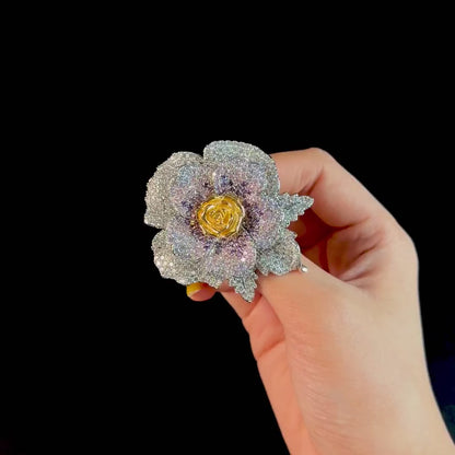 Pink Crystal Rose Brooch and Pendant