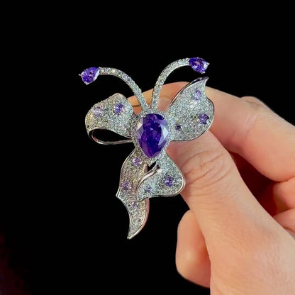 Amethyst Bow Brooch