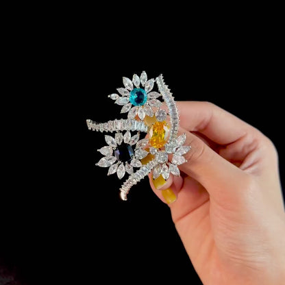 Colorful Crystal Flower Bouquet Brooch