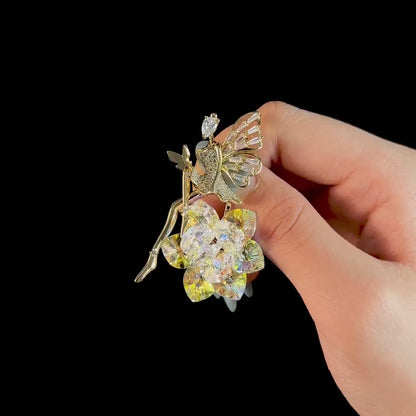 White Crystal Fairy Brooch