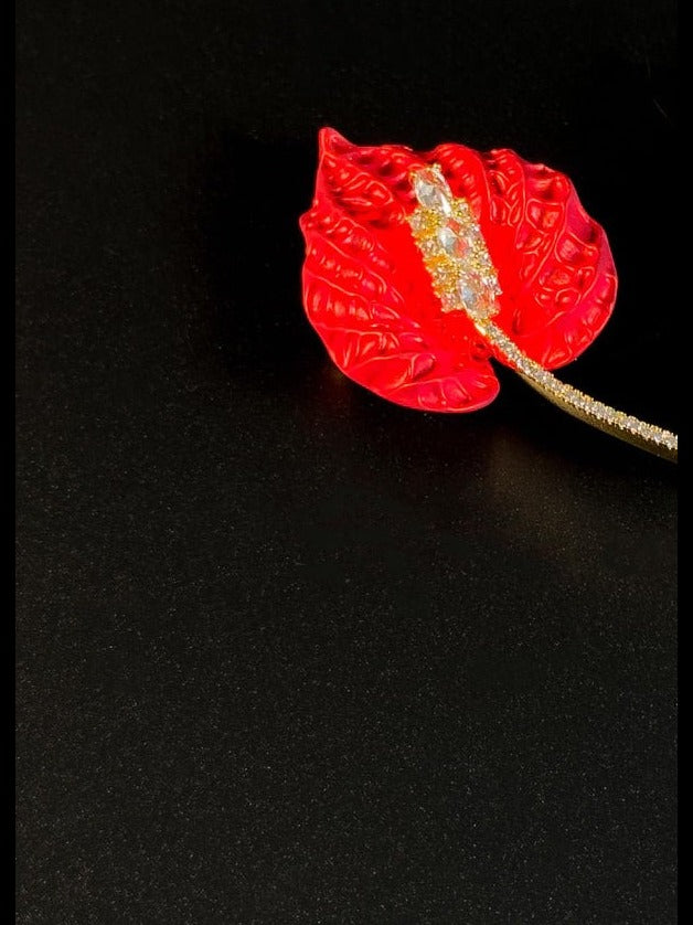 Luxury Red Calla Lily Brooch