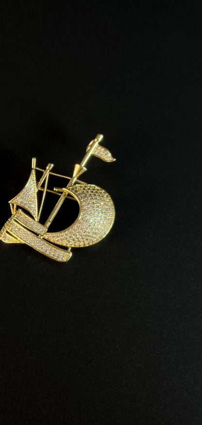 Alcyoneus · Golden Sailing Ship Brooch